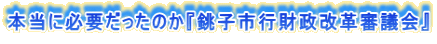 本当に必要だったのか『銚子市行財政改革審議会』