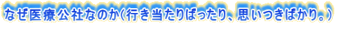 なぜ医療公社なのか(行き当たりばったり、思いつきばかり。)